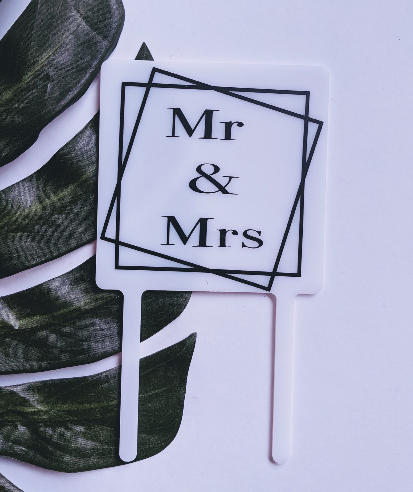 Mr & Mrs Square Acrylic Wedding Cake Topper