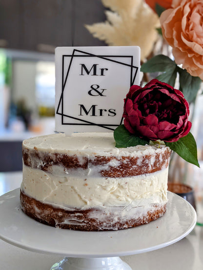 Mr & Mrs Square Acrylic Wedding Cake Topper