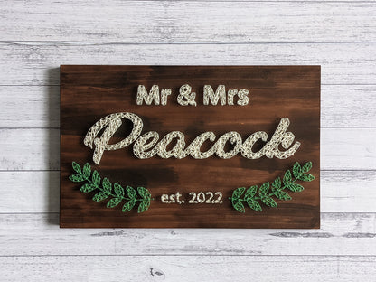 Mr & Mrs Wedding Sign | est. date String Art