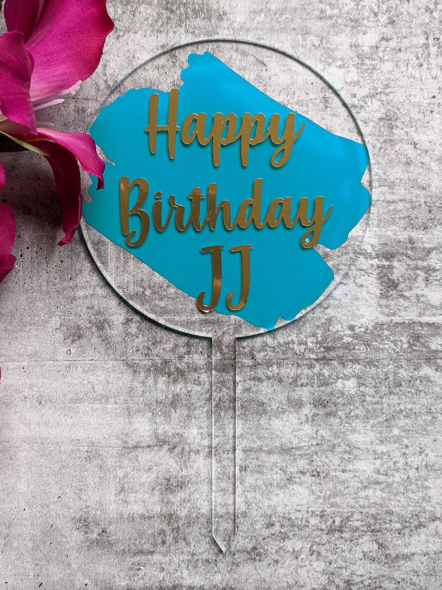 Personalised Birthday Cake Topper | Happy Birthday | Round Acrylic Cake Topper