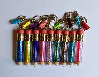 Pencil Glitter Keyring | Personalised keyring | Teacher Gift