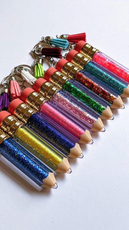 Pencil Glitter Keyring | Personalised keyring | Teacher Gift