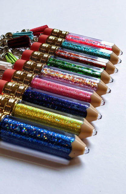 Pencil Glitter Keyring | Personalised keyring | Teacher Gift