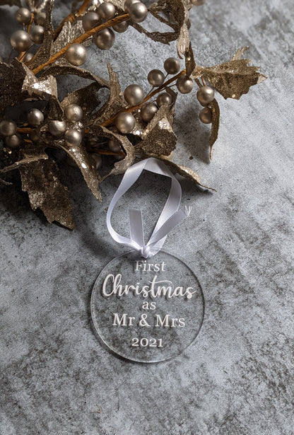 Our First Christmas as Mr & Mrs Tree Ornament | Couple Wedding XMAS decorations