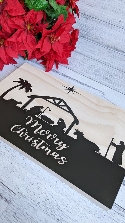 Wooden Nativity Scene Christmas Deco