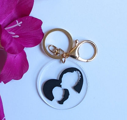 Mother and Son Silhouette Keyring