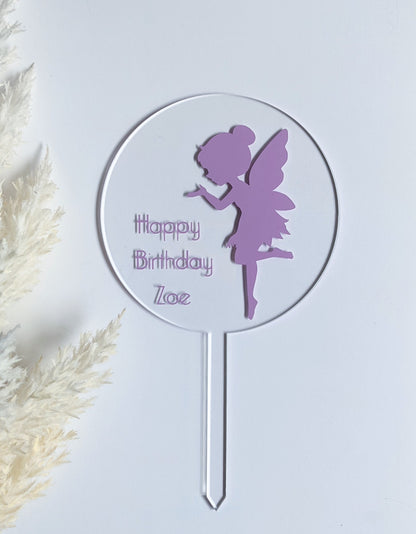 Personalised Fairy Kids Birthday Cake Topper