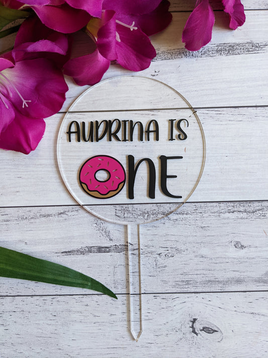 1st Birthday Donut Cake Topper Personalised