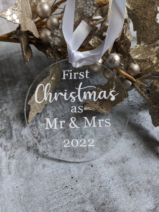 Our First Christmas as Mr & Mrs Tree Ornament | Couple Wedding XMAS decorations