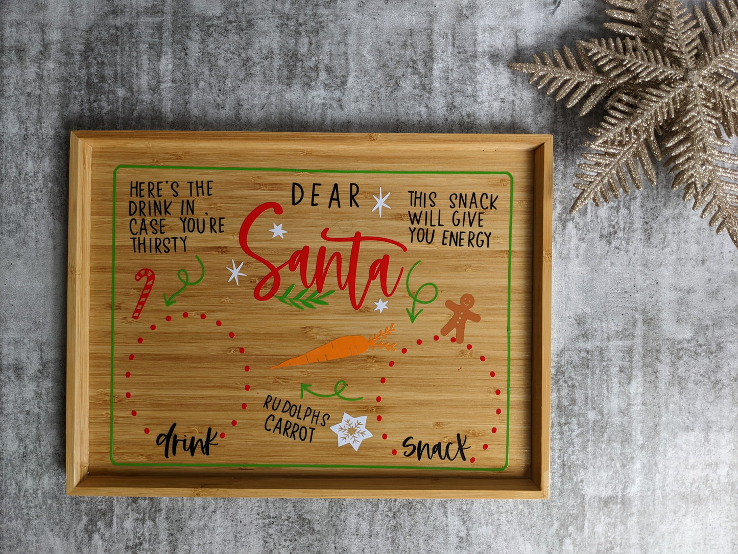 Wooden Santa Tray | Night before Christmas Santa Snack Board