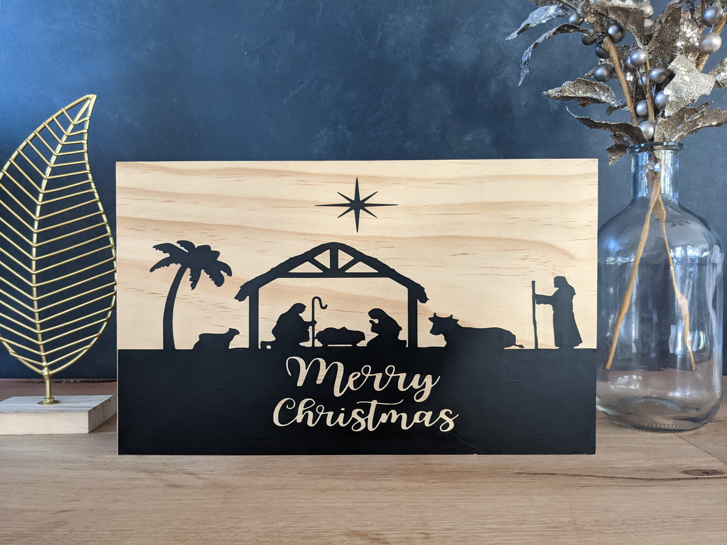 Wooden Nativity Scene Christmas Deco