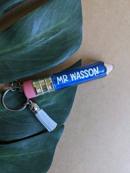 Pencil Glitter Keyring | Personalised keyring | Teacher Gift