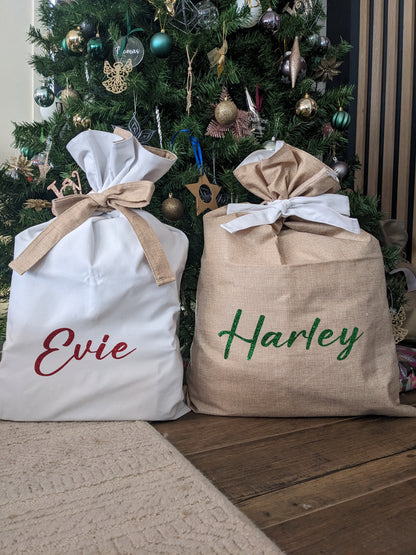 Personalised Santa Sacks | Large Canvas and Linen Santa Sack