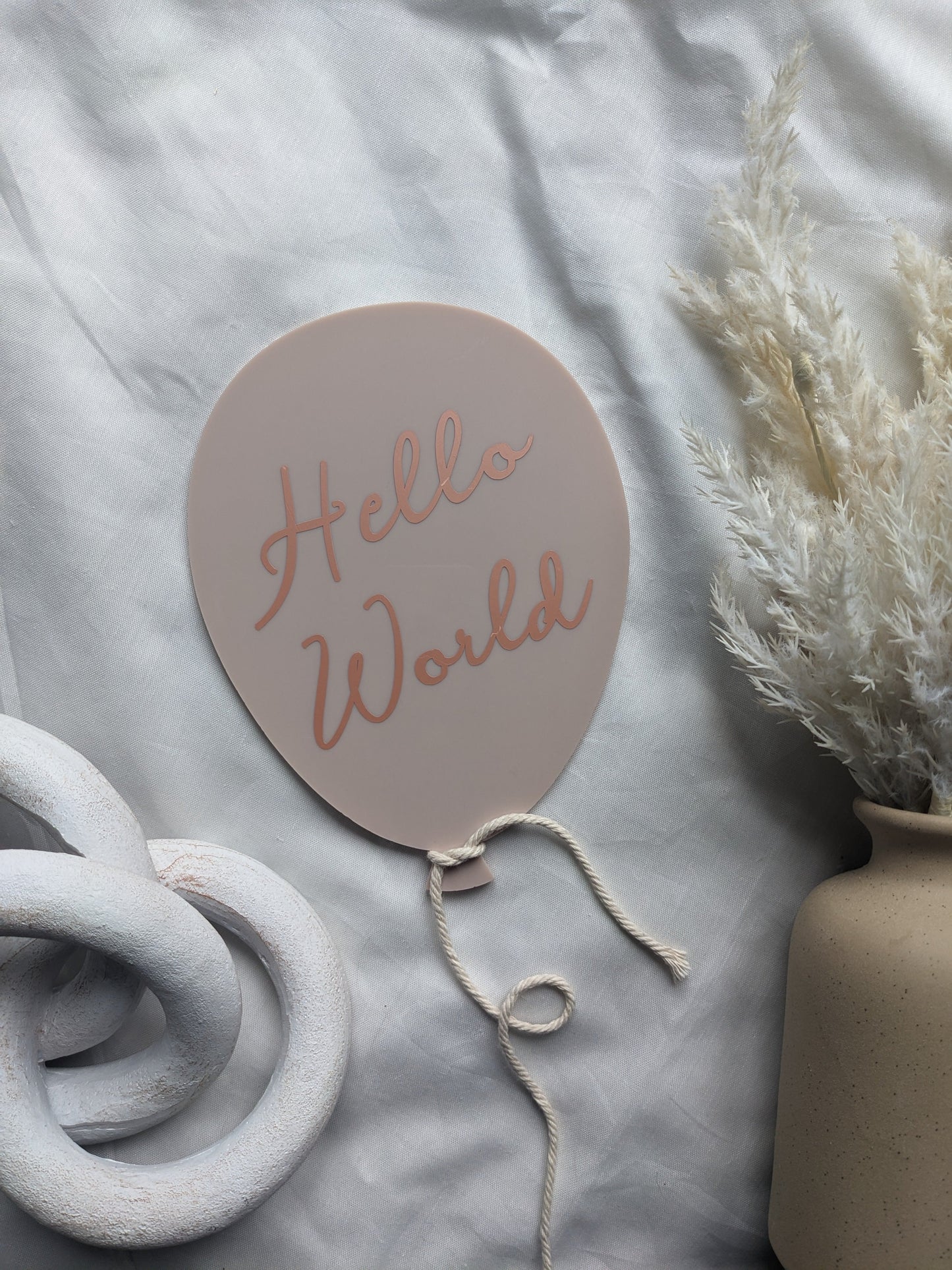 Birth Announcement Sign | Hello World Balloon Acrylic Photo Prop