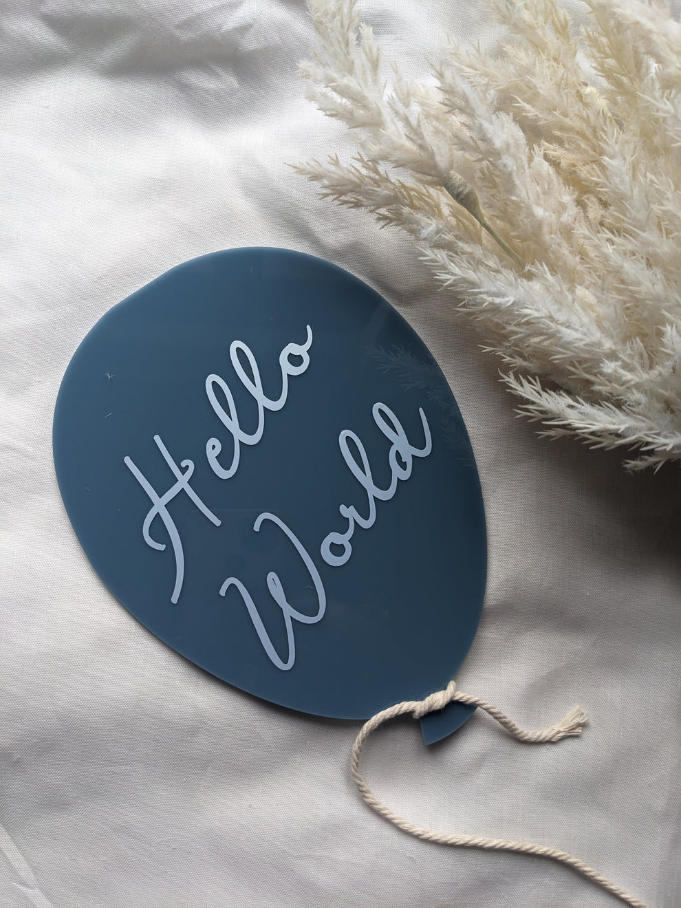 Baby Birth Announcement Sign | Hello World Balloon Acrylic Photo Prop ...