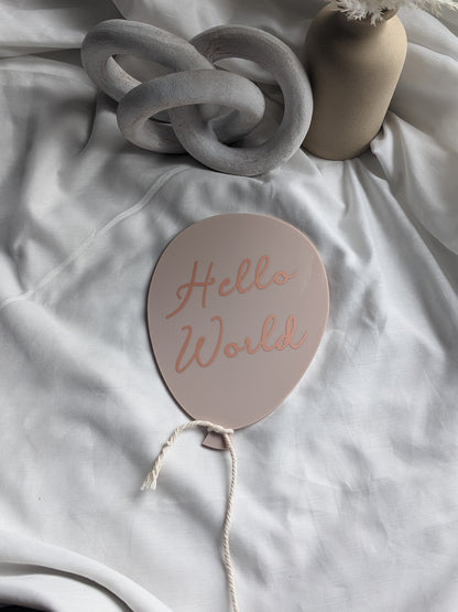 Balloon Baby Birth Announcement Sign | Hello World