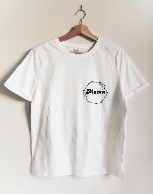 Mama White Cotton T-Shirt