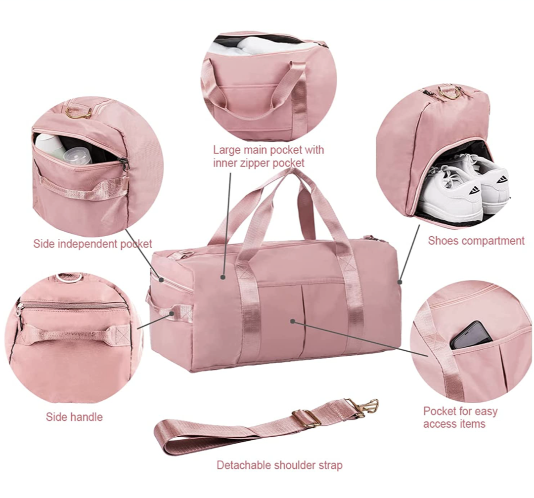 Dusty Pink Personalised Sports Duffle Bag | Overnight Travel Luggage Bag | Dance Bag