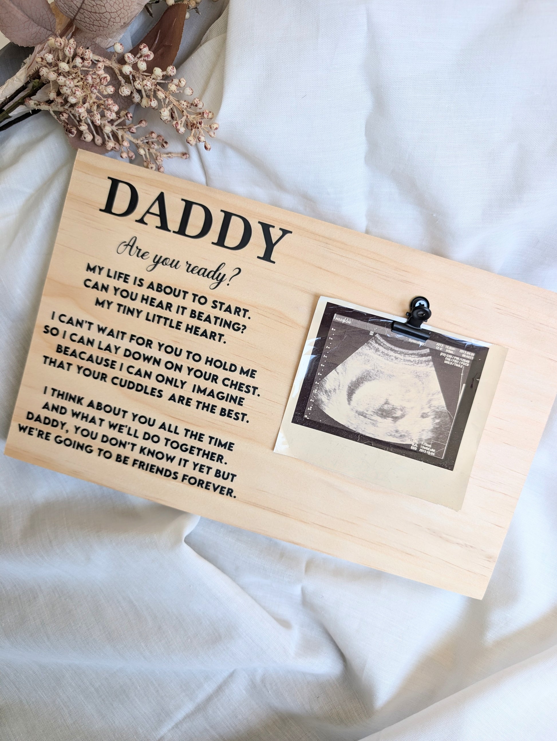 wooden photo plaque for new expectant dads. First Time Fathers Day gift 