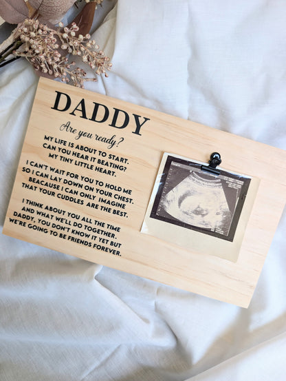 wooden photo plaque for new expectant dads. First Time Fathers Day gift 