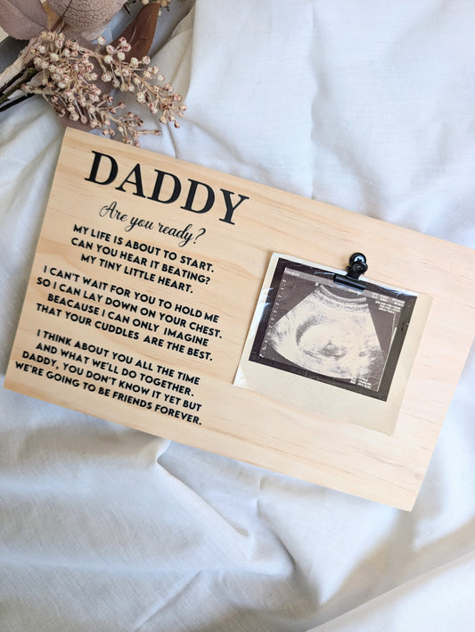 wooden photo plaque for new expectant dads. First Time Fathers Day gift 