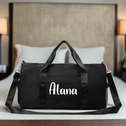 Black Personalised Sports Duffle Bag