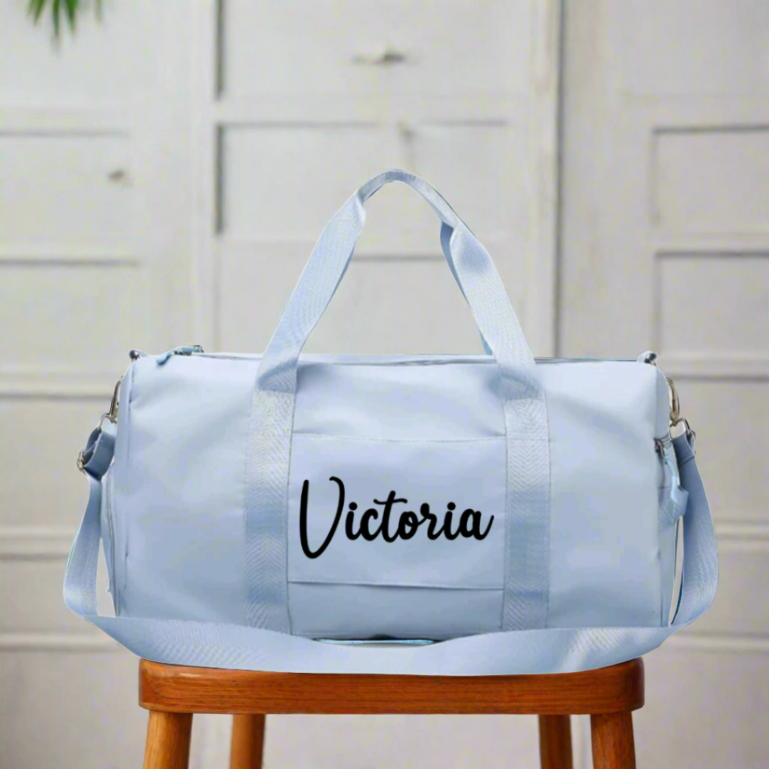 Pale Blue Personalised Sports Duffle Bag | Dance Bag