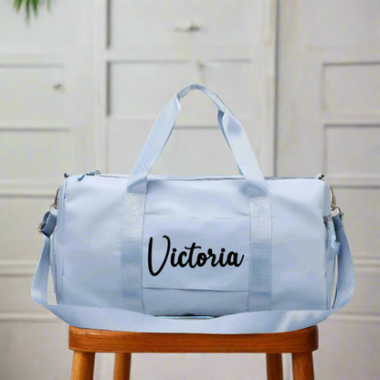 Pale Blue Personalised Sports Duffle Bag | Dance Bag