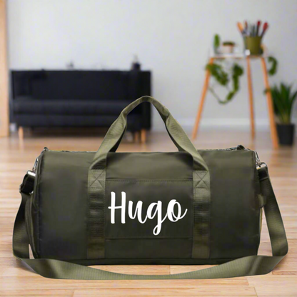 Khaki Personalised Sports Duffle Bag | Overnight Travel Luggage Bag | Dance Bag