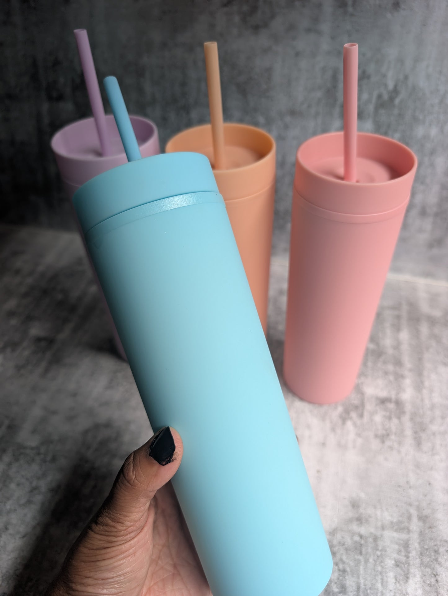 Pastel Personalised Drink Bottle Tumbler with straw