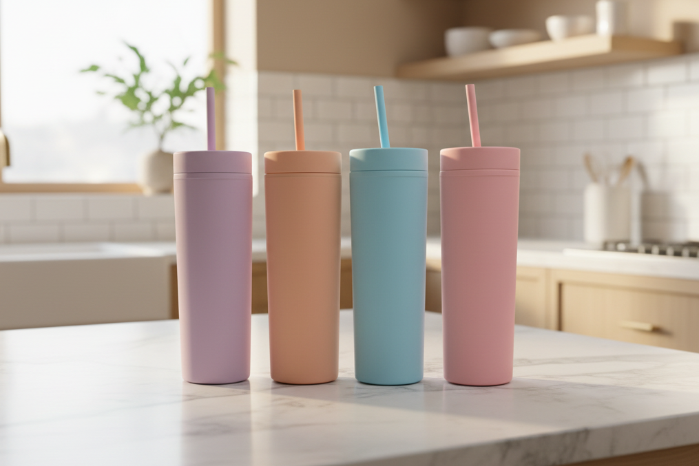 Pastel Personalised Drink Bottle Tumbler with straw