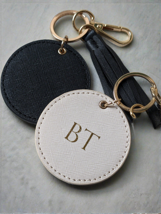 Monogrammed Leatherette keychain with tassel