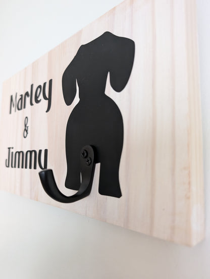 Personalised Wooden Dog Leash Hook