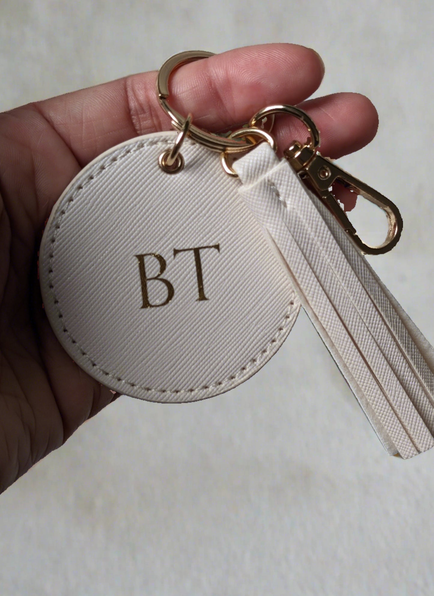 Monogrammed Leatherette keychain with tassel