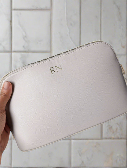 Monogrammed Leatherette Makeup Bag