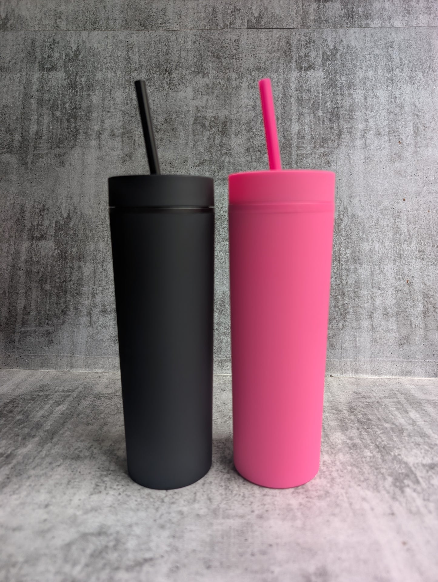 Hot Pink Personalised Drink Bottle Tumbler with straw