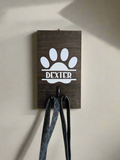 Paw Print Personalised Dog Hook Plaque