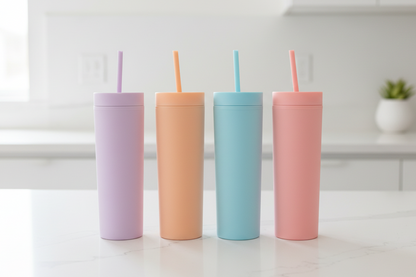 Pastel Personalised Drink Bottle Tumbler with straw